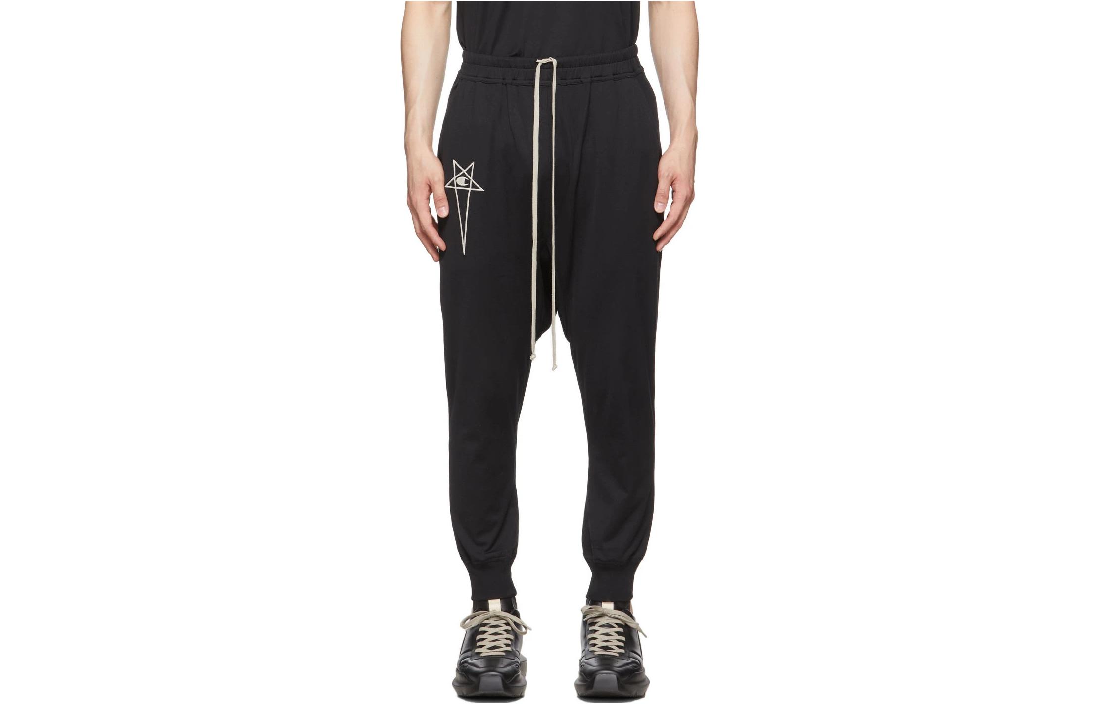Rick Owens DRKSHDW  Black Logo Print Jogger Pants. CM02C9244CHJEG09