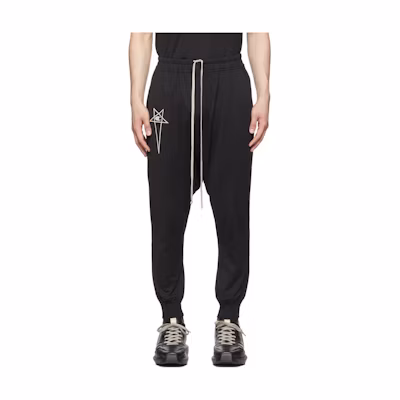 Rick Owens DRKSHDW Black Logo Print Jogger Pants. CM02C9244CHJEG09