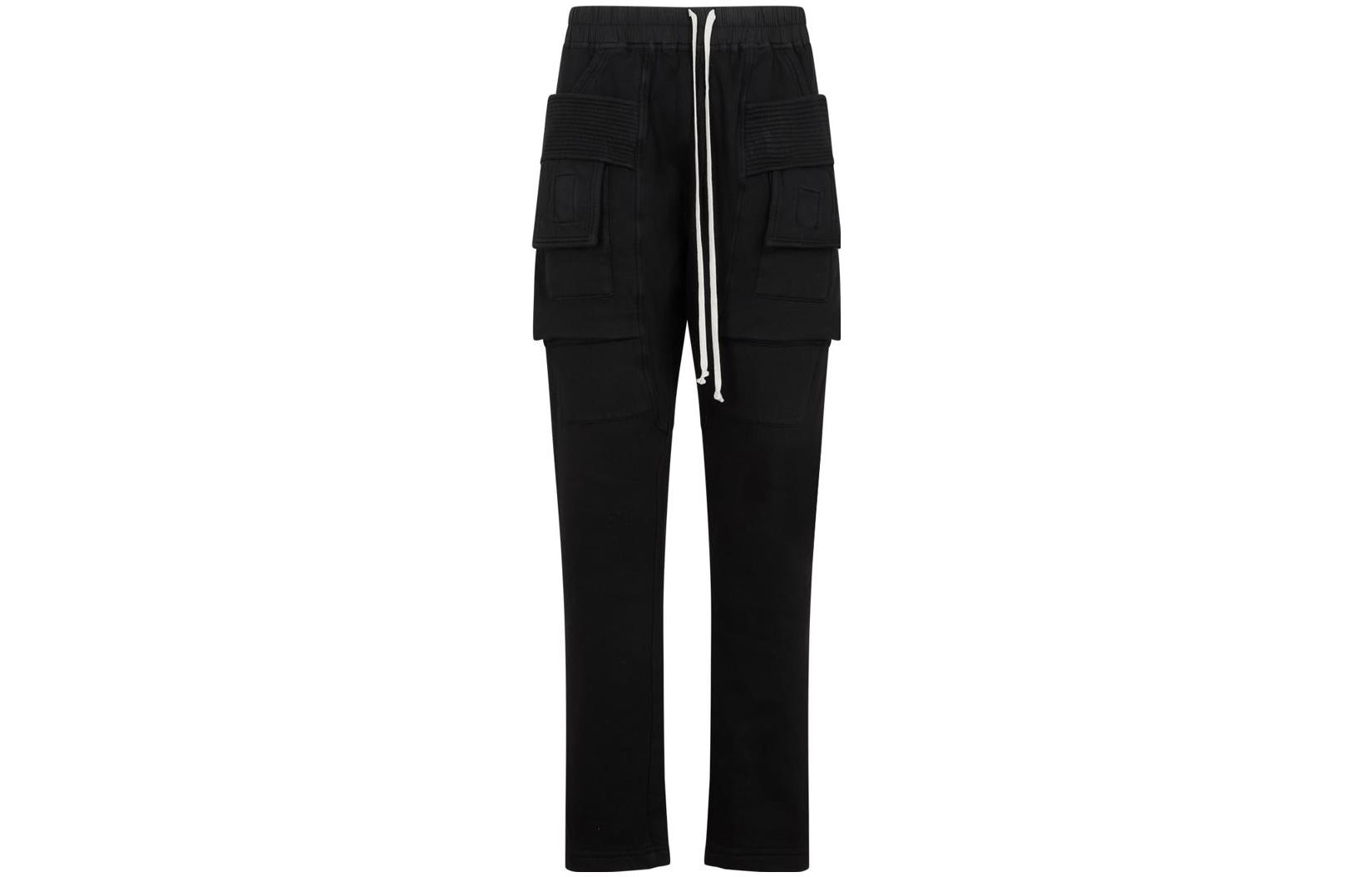 Order Rick Owens DRKSHDW Seluar Kargo Hitam Longgar dengan Tali Kasut. DU02C5376F-09