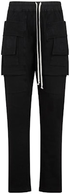 Rick Owens DRKSHDW Seluar Kargo Hitam Longgar dengan Tali Kasut. DU02C5376F-09 Order Rick Owens DRKSHDW Seluar Kargo Hitam Longgar dengan Tali Kasut. DU02C5376F-09