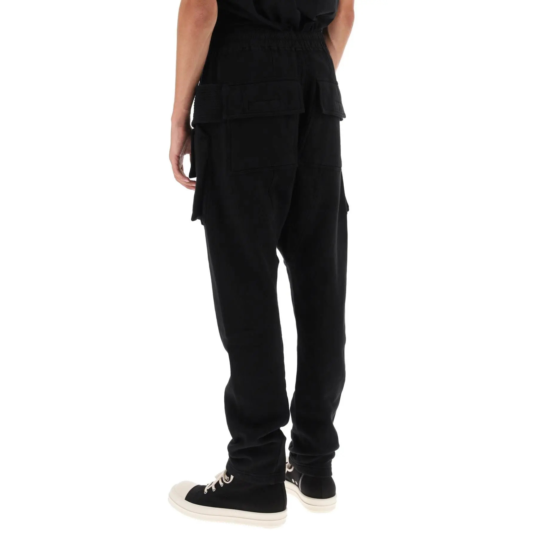 Shop Rick Owens DRKSHDW Seluar Kargo Hitam Longgar dengan Tali Kasut. DU02C5376F-09