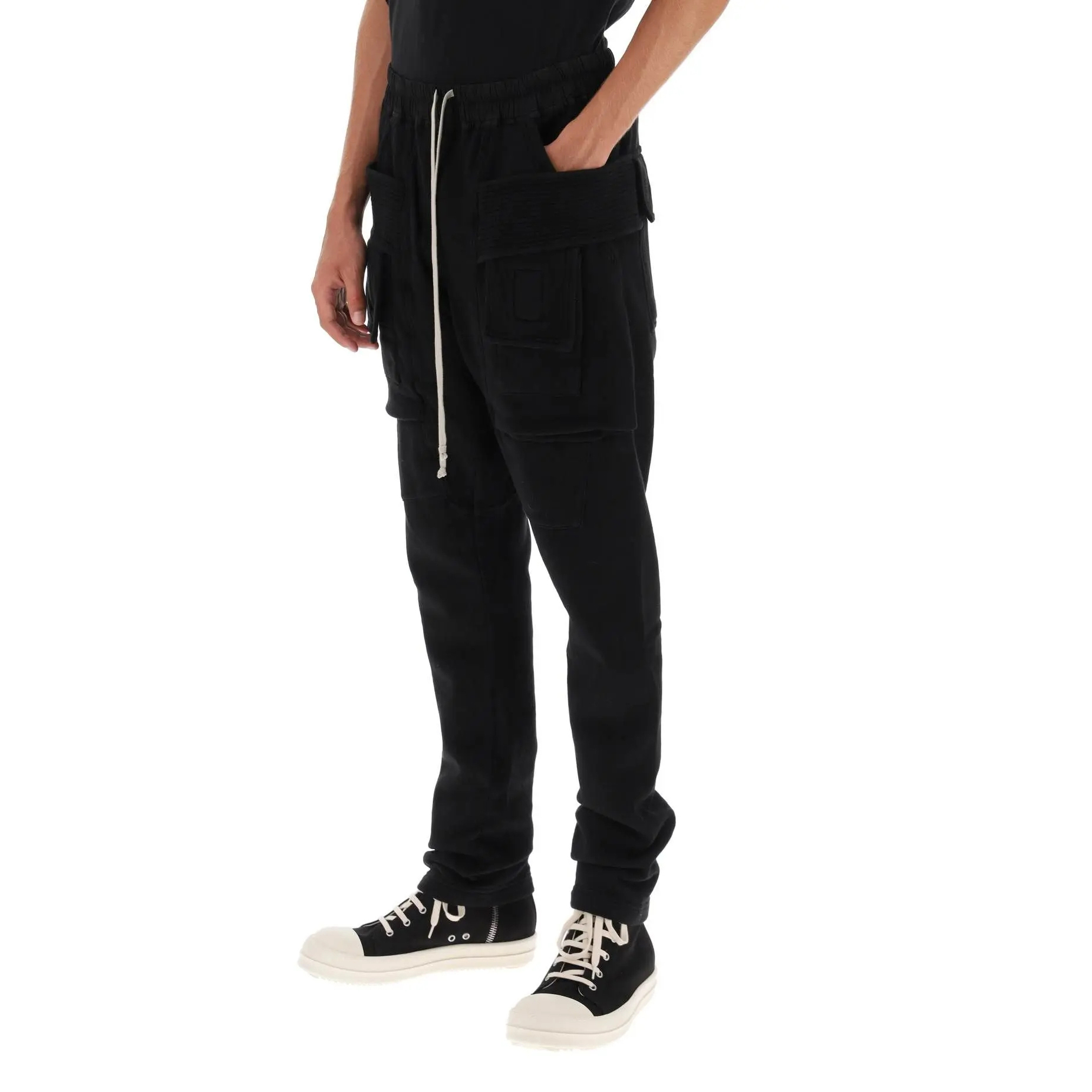 Details for Rick Owens DRKSHDW Seluar Kargo Hitam Longgar dengan Tali Kasut. DU02C5376F-09