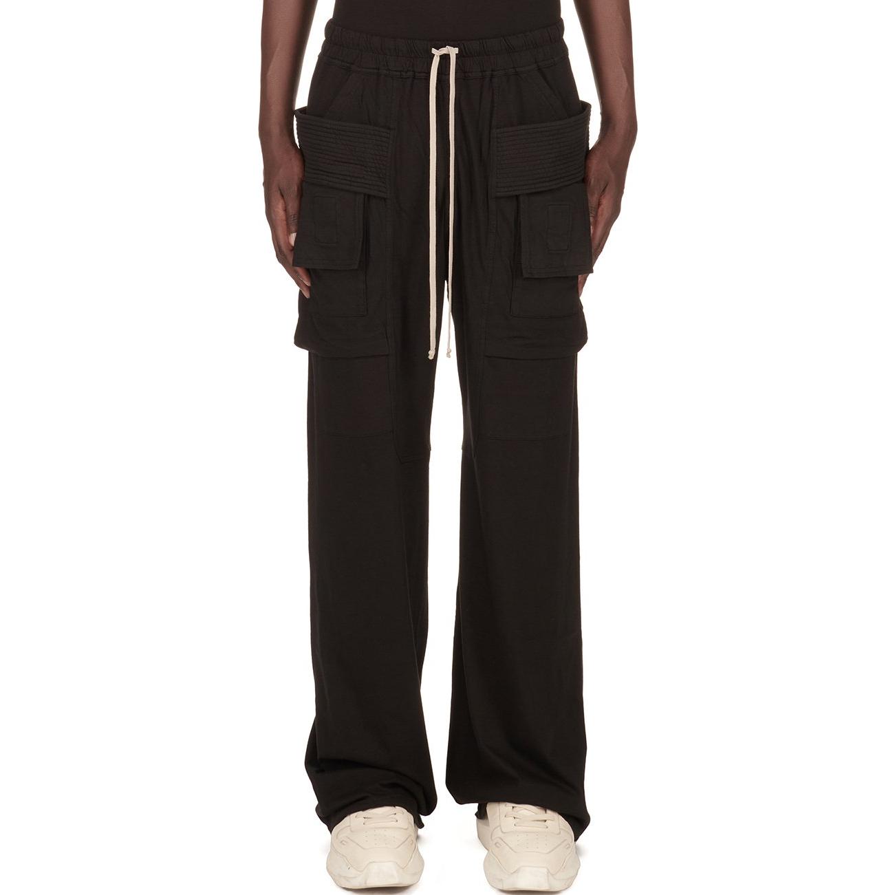 Shop Rick Owens DRKSHDW Celana Panjang Hitam Loose Fit Straight-Leg Drawstring DU02D2394RN-09