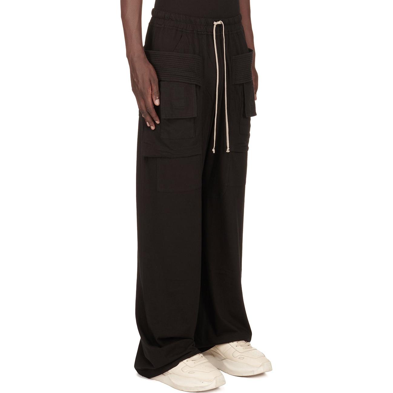 Purchase Rick Owens DRKSHDW Celana Panjang Hitam Loose Fit Straight-Leg Drawstring DU02D2394RN-09