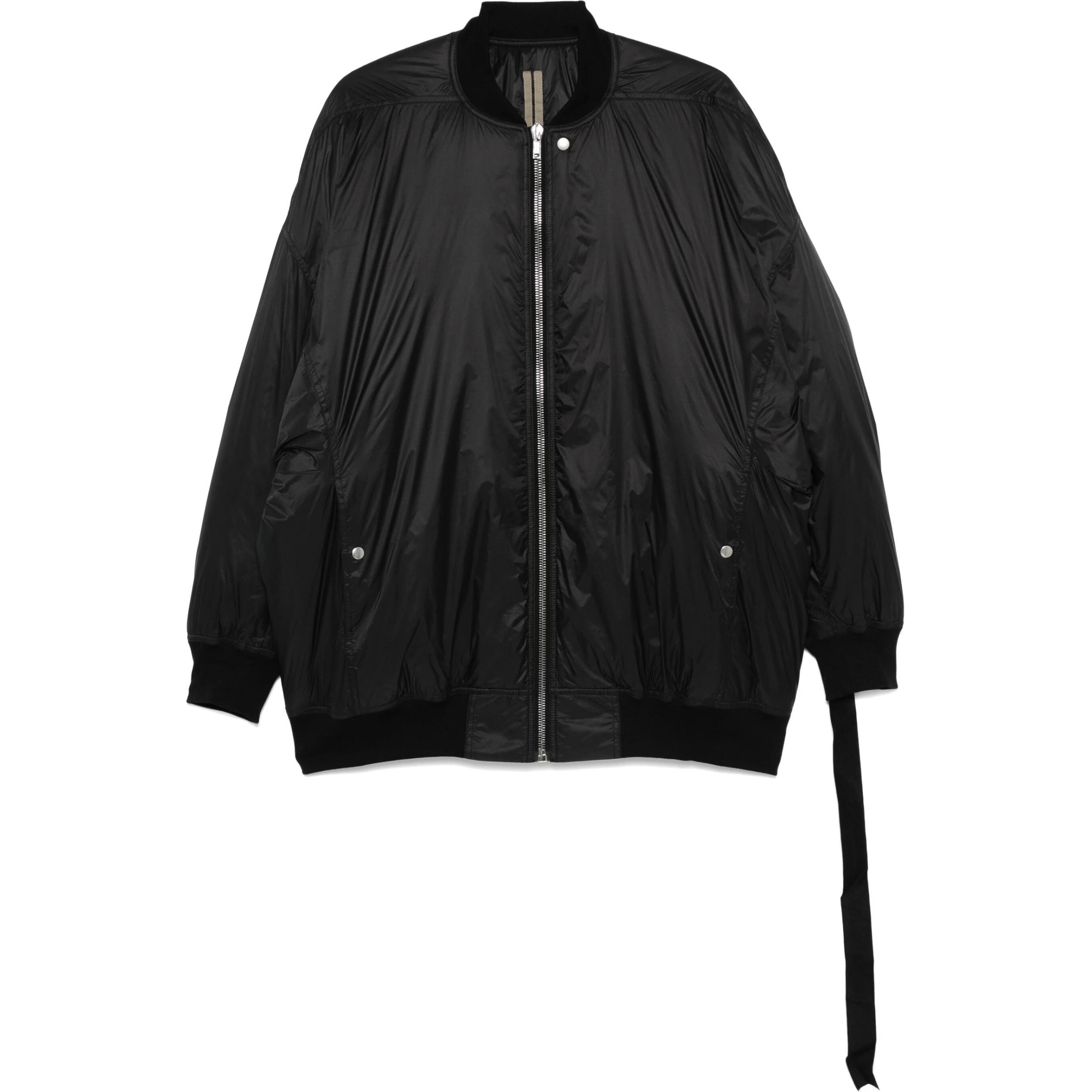 Rick Owens DRKSHDW  Black Oversized Bomber Jacket with Zip and Drop Shoulders. DU02D2776NP-09