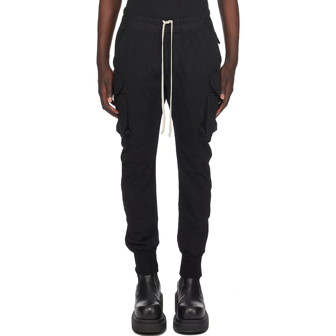 Lookbook Rick Owens DRKSHDW 黑色纯色系带休闲裤 DU01C6386RIG-09