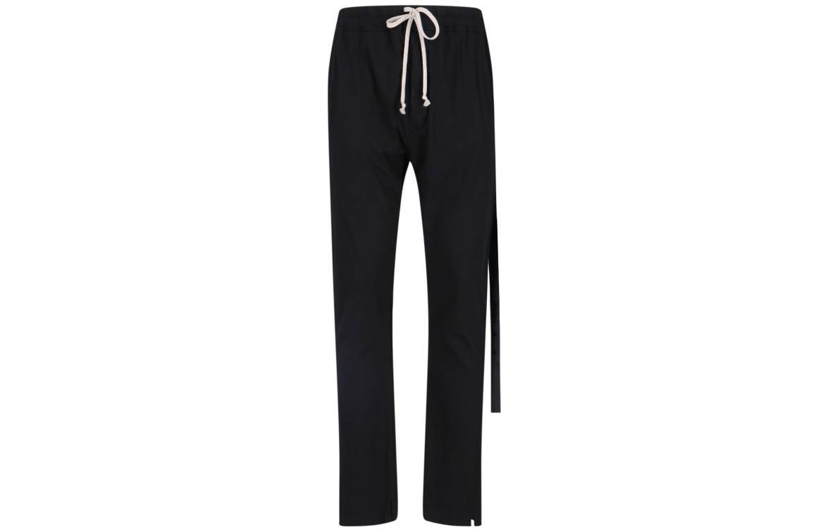 Order Rick Owens DRKSHDW Celana Panjang Hitam Katun Lurus dengan Tali Serut DU02C5392RN-09