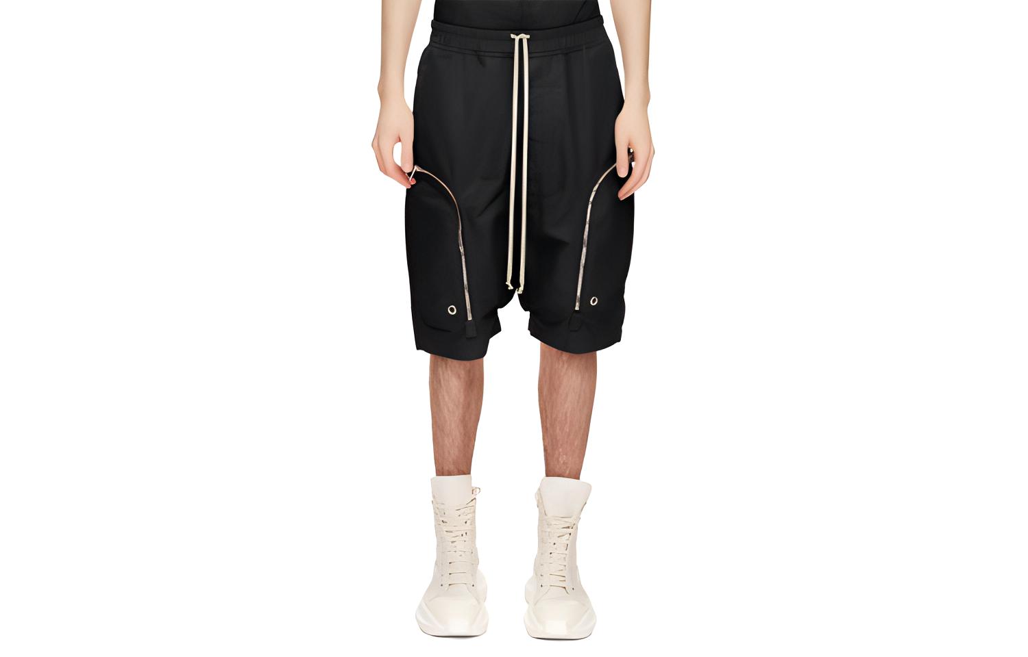 Rick Owens DRKSHDW  Black Solid Drawstring Loose Fit Shorts DU02C5384BR-09
