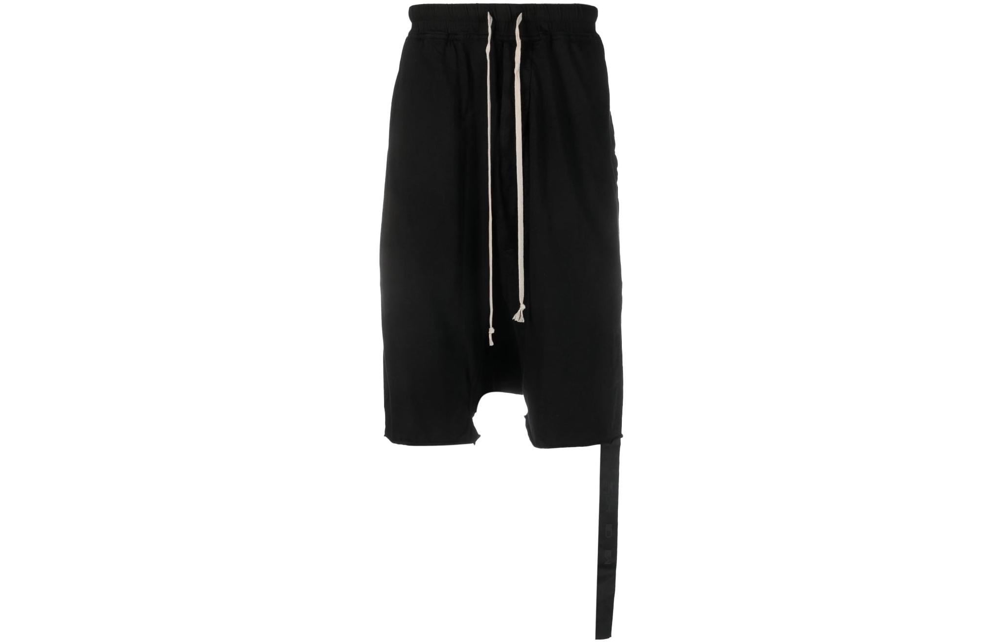 Rick Owens DRKSHDW  Black Solid Drop-Crotch Drawstring Shorts DU01C6380RN