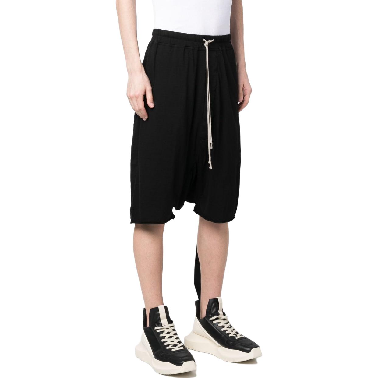 Shop Rick Owens DRKSHDW Seluar Pendek Hitam Drop-Crotch dengan Tali Pinggang. DU01C6380RN