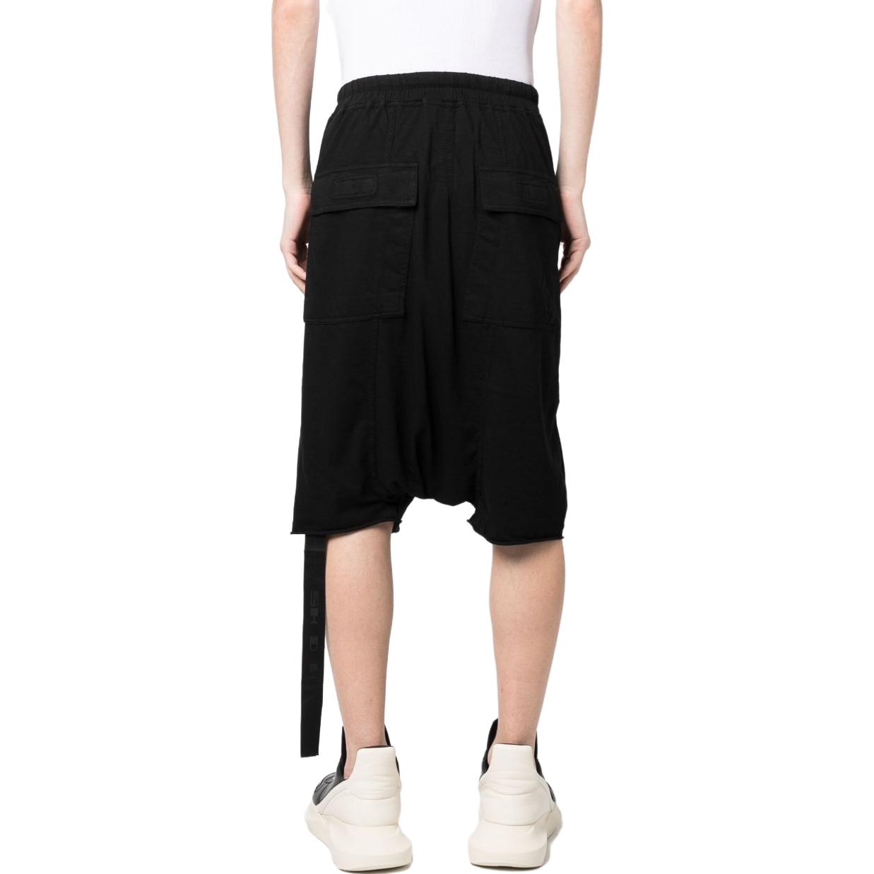 Purchase Rick Owens DRKSHDW Seluar Pendek Hitam Drop-Crotch dengan Tali Pinggang. DU01C6380RN