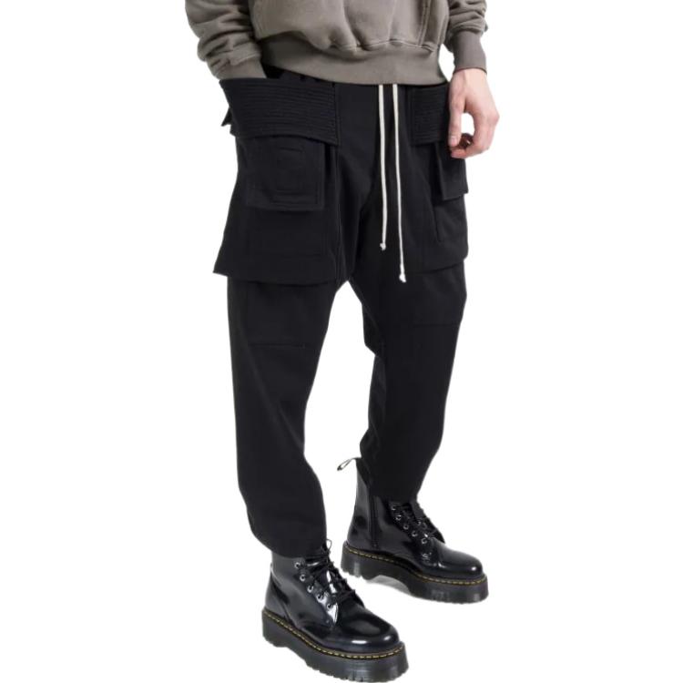 Purchase Rick Owens DRKSHDW Seluar Kargo Santai Kaki Lurus Hitam DU02A3371RIG-09