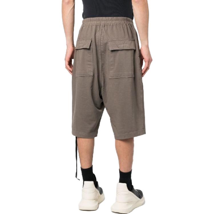 Shop Rick Owens DRKSHDW Celana Pendek Drawstring dengan Desain Saku Spliced. DU01C6368RIG-34