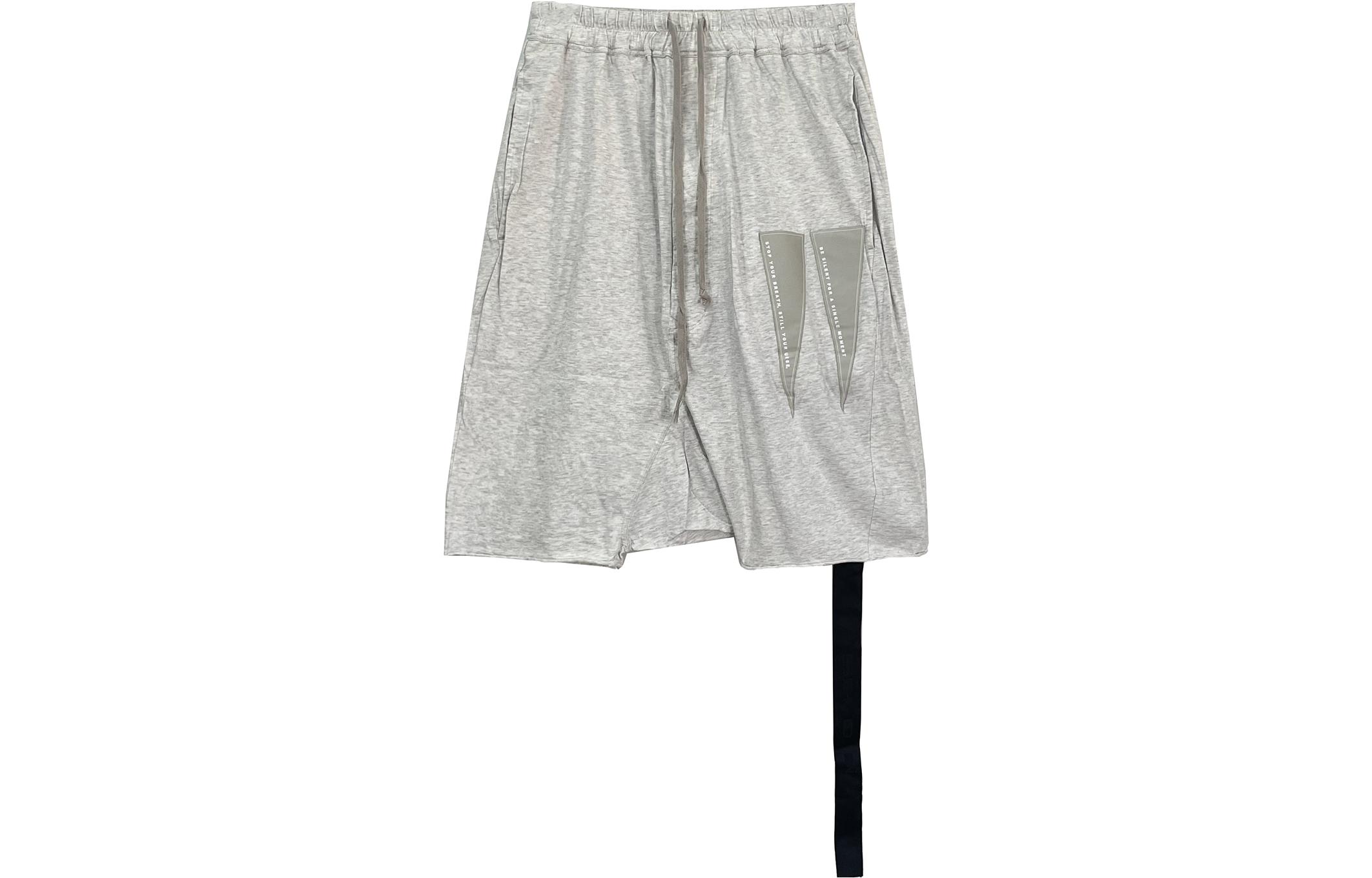 Rick Owens DRKSHDW  Drop-Crotch Logo Shorts Light Grey. DU01C6380-RNEH-51
