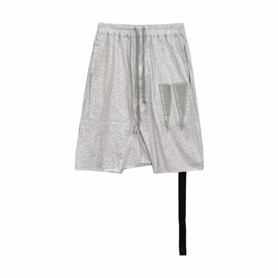 Rick Owens DRKSHDW Drop-Crotch Logo Shorts Light Grey. DU01C6380-RNEH-51