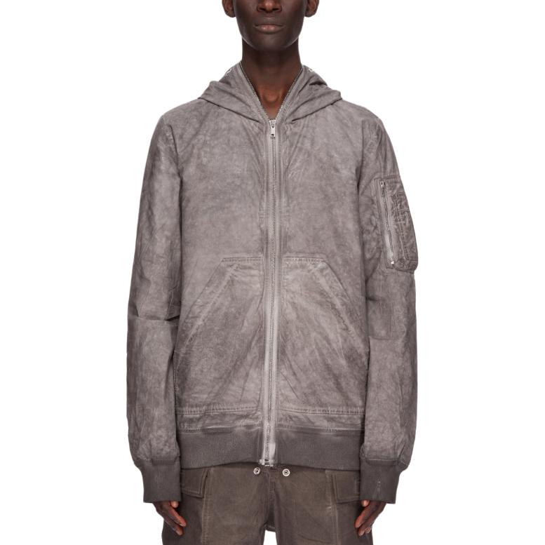 Rick Owens DRKSHDW  Gray Zip Hoodie Bomber Jacket. DU01E3772PF-78