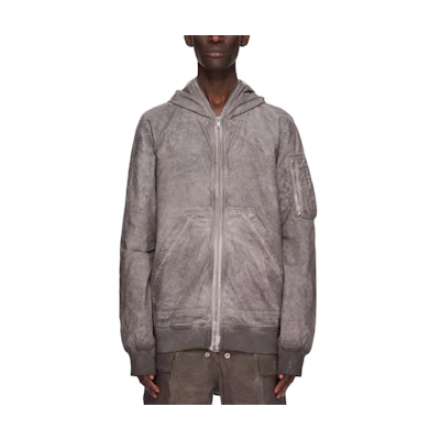 Rick Owens DRKSHDW Gray Zip Hoodie Bomber Jacket. DU01E3772PF-78