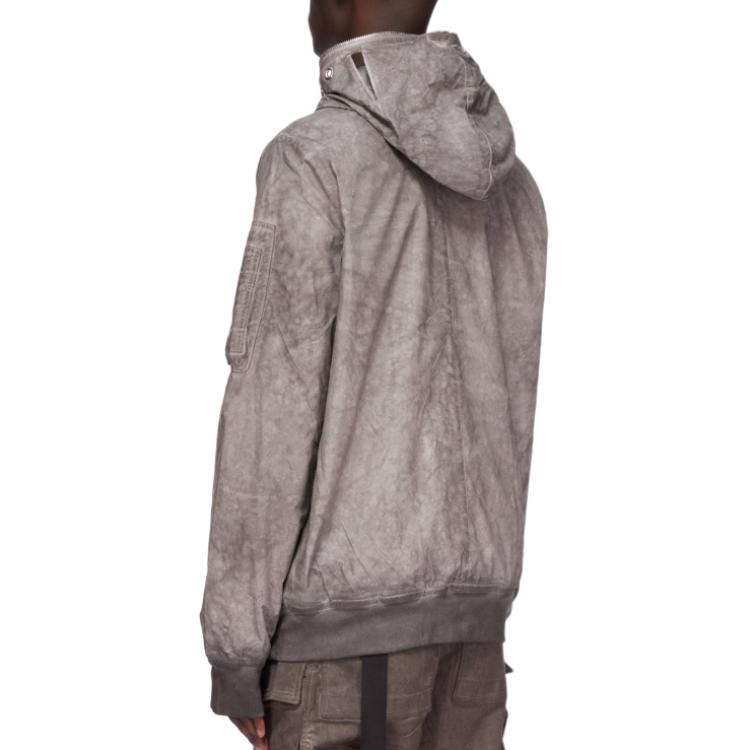 Lookbook Rick Owens DRKSHDW 灰色拉链连帽飞行夹克外套. DU01E3772PF-78