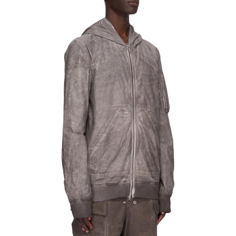 Shop Rick Owens DRKSHDW 灰色拉链连帽飞行夹克外套. DU01E3772PF-78
