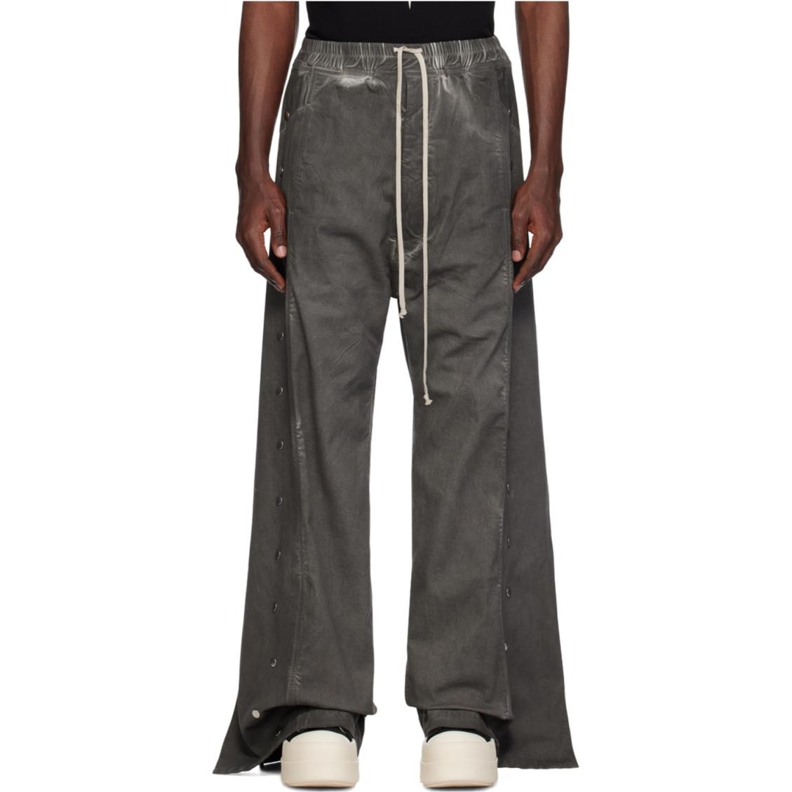 Order Rick Owens DRKSHDW Celana Wide-Leg Elastis Abu-Abu Kancing. DU01D1377SCF78