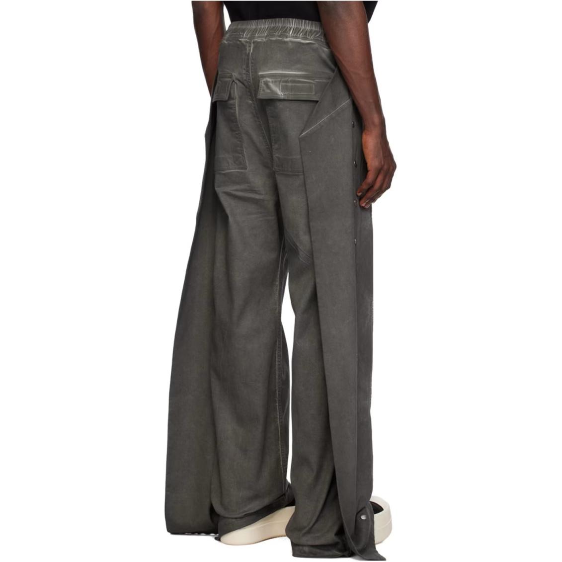 Shop Rick Owens DRKSHDW Celana Wide-Leg Elastis Abu-Abu Kancing. DU01D1377SCF78