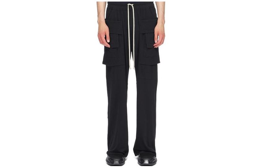 Shop 릭 오웬스 DRKSHDW 하이웨이스트 와이드레그 드로스트링 카고 팬츠 DU01C6394RN-09