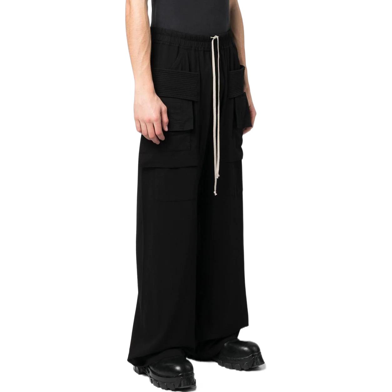 Sizing 릭 오웬스 DRKSHDW 하이웨이스트 와이드레그 드로스트링 카고 팬츠 DU01C6394RN-09