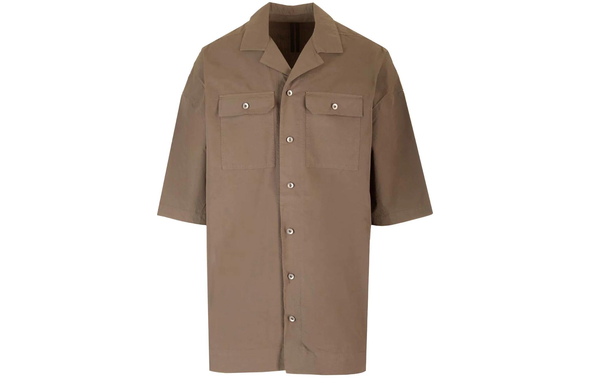 Rick Owens DRKSHDW  Oversized Short Sleeve Shirt Grey Brown Relaxed Fit DU01D1290P-34