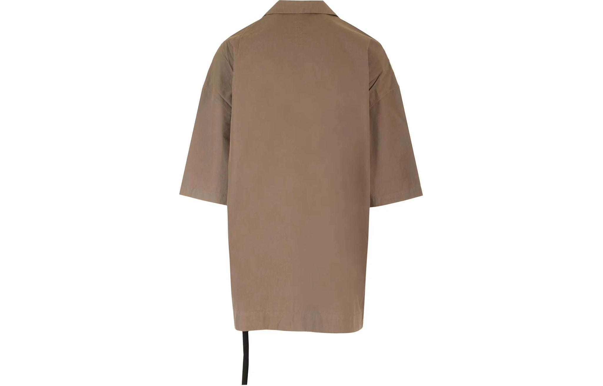 Lookbook Rick Owens DRKSHDW 宽松短袖衬衫 灰棕色休闲版型 DU01D1290P-34