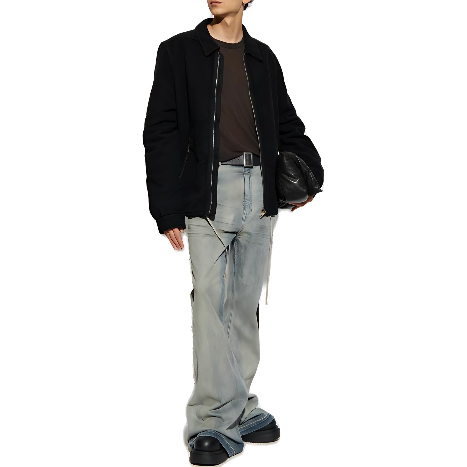 Lookbook Rick Owens DRKSHDW 纯黑色拉链翻领长袖夹克 DU02D2783MO-09