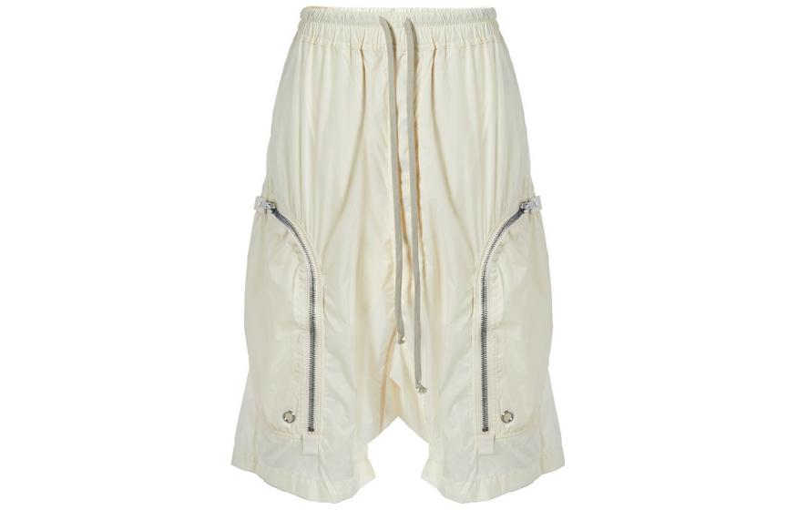 Rick Owens DRKSHDW  White Relaxed Elastic Waist Casual Shorts. DU01B7384-ND21