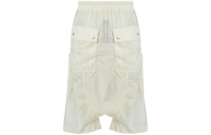 Lookbook Rick Owens DRKSHDW Celana Pendek Santai Putih Elastis Pinggang Santai. DU01B7384-ND21