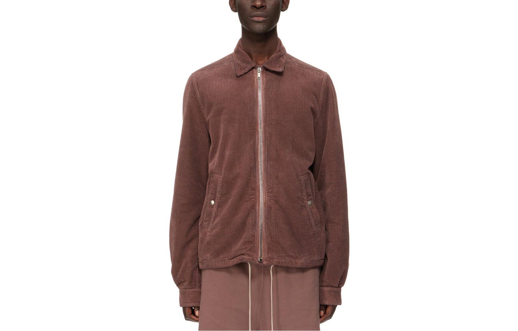 Rick Owens DRKSHDW  Wine Red Fitted Long Sleeve Jacket with Zip & Collar DU02C5783HC-43