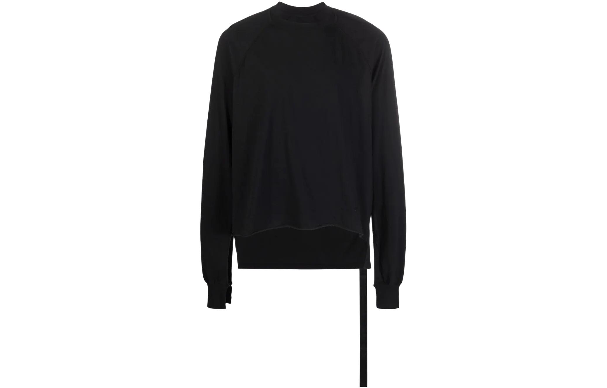 Rick Owens DRKSHDW Asymmetric Hem Cotton Sweatshirt Black DU02A3263RN-09