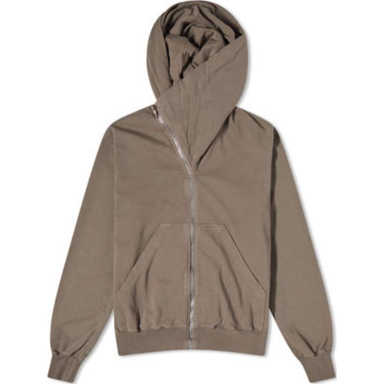 Rick Owens DRKSHDW Asymmetric Zip Hoodie Jacket Grey Mens Loose Fit DU02D2286-F34