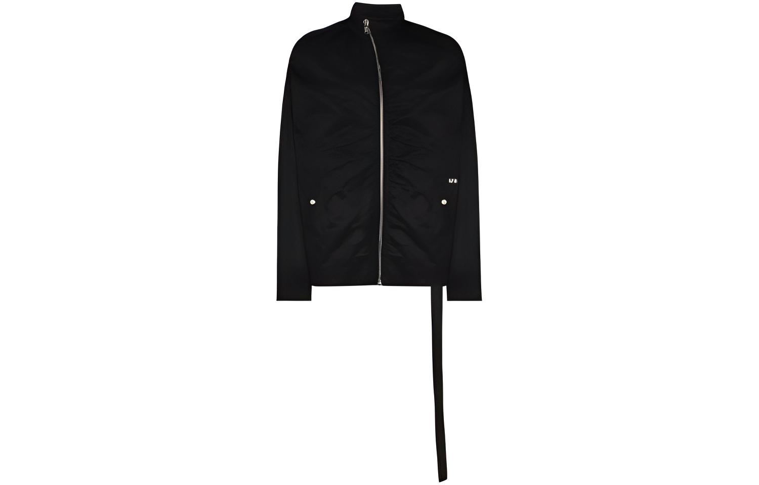 Rick Owens DRKSHDW Asymmetric Zip Logo Jacket in Black. DU21S2785CN-09