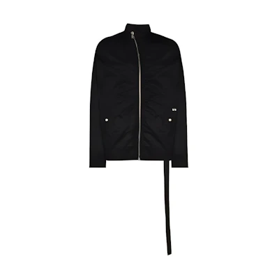 Rick Owens DRKSHDW Asymmetric Zip Logo Jacket in Black. DU21S2785CN-09