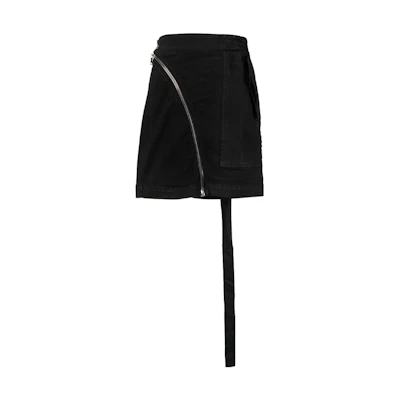 Rick Owens DRKSHDW Asymmetric Zip Mini Skirt Black DS01C6346SBB-09