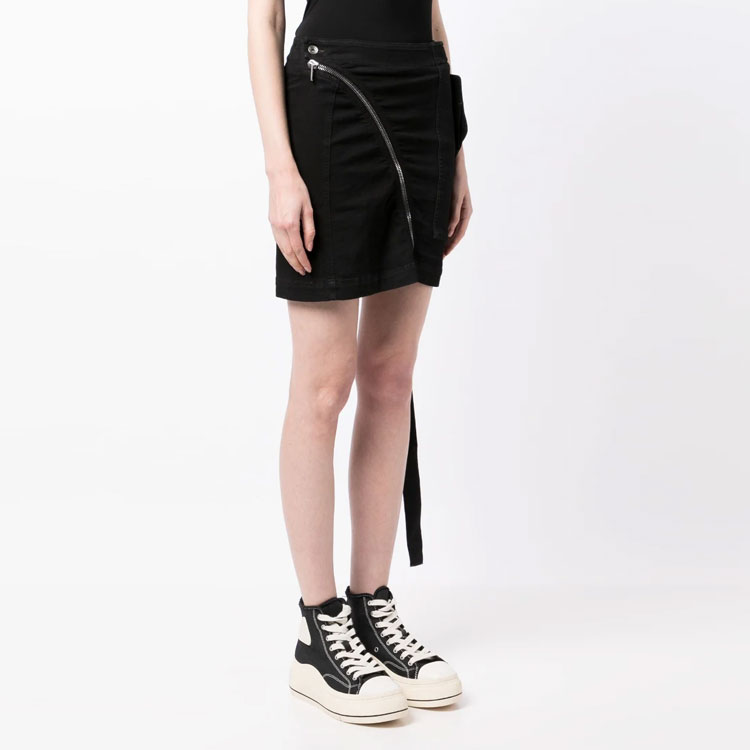 Purchase Rick Owens DRKSHDW 不对称拉链迷你裙 黑色 DS01C6346SBB-09