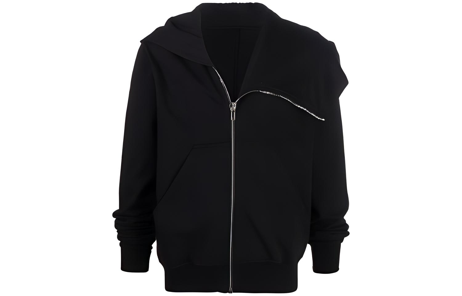 Rick Owens DRKSHDW Asymmetrical Zipper Hoodie Jacket Black DU02A3286-09