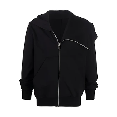 Rick Owens DRKSHDW Asymmetrical Zipper Hoodie Jacket Black DU02A3286-09