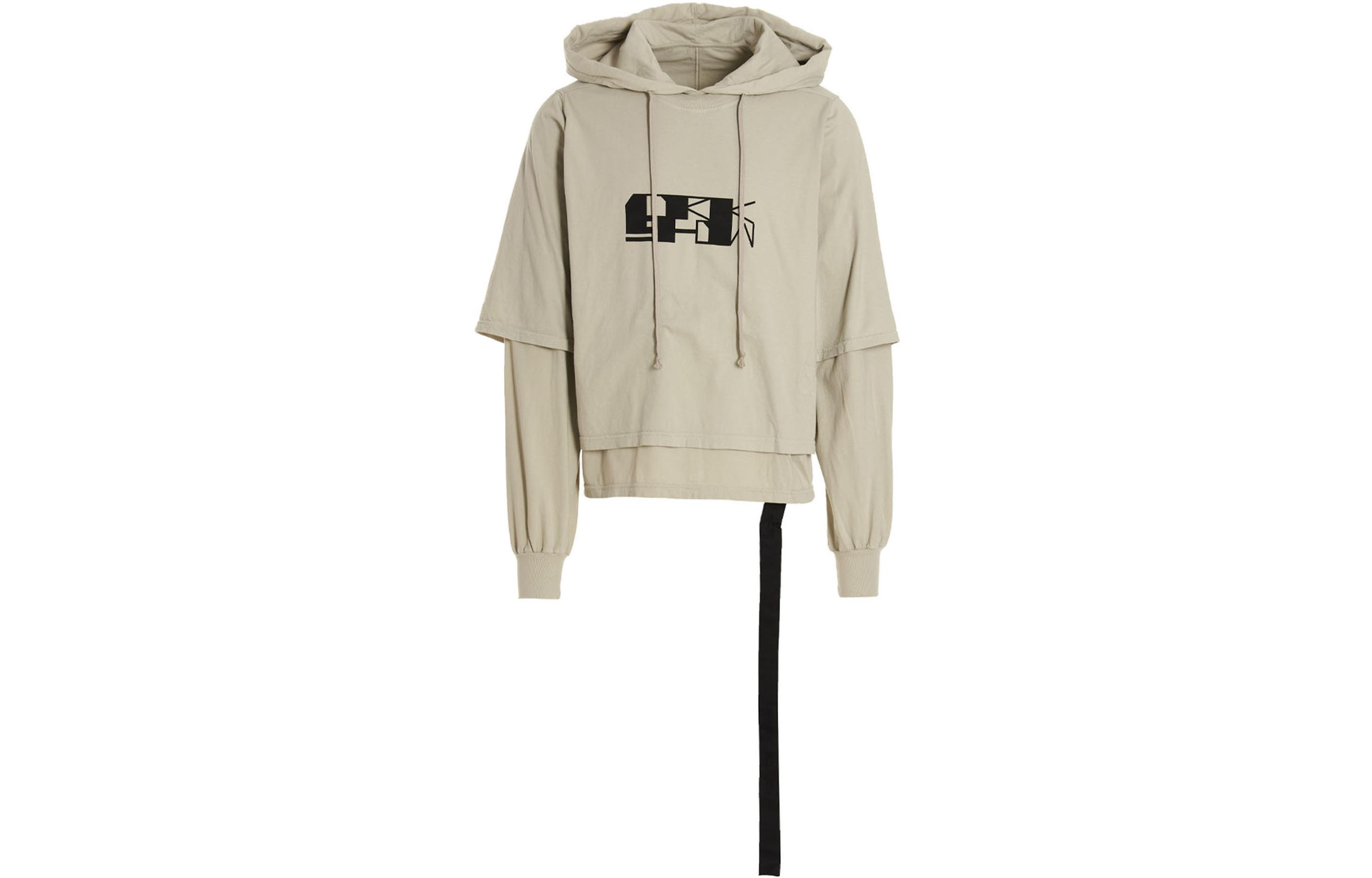 Rick Owens DRKSHDW Beige Graphic Patchwork Layered Hoodie DU02B4281RNEP-40809
