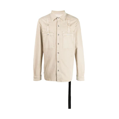 Rick Owens DRKSHDW Beige Solid Color Collared Long-Sleeve Jacket DU01B7750SNMD-08