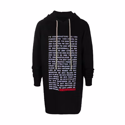 Rick Owens DRKSHDW Black & White Letter Print Pullover Hoodie DU20F1285FEP1-09110