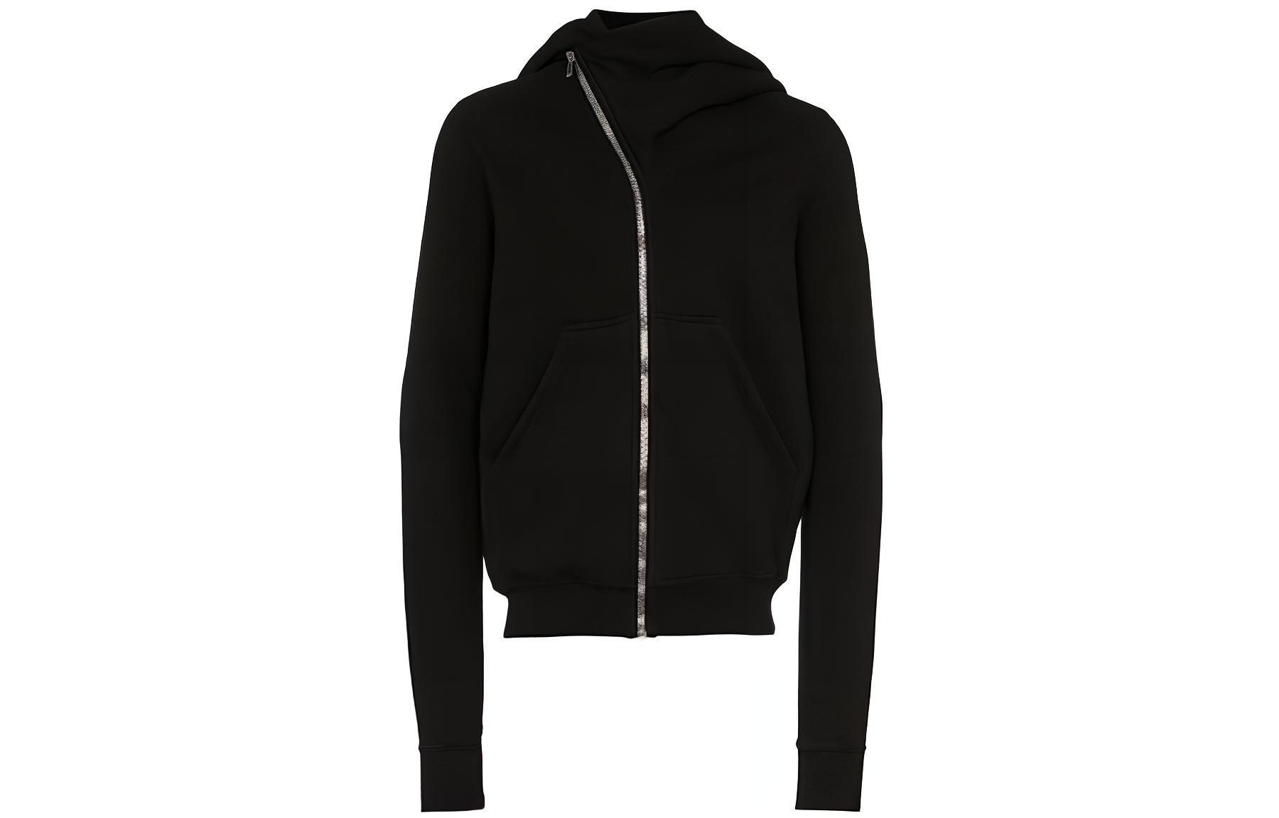 Rick Owens DRKSHDW Black Diagonal Zip Hoodie Jacket DU20F1286-F