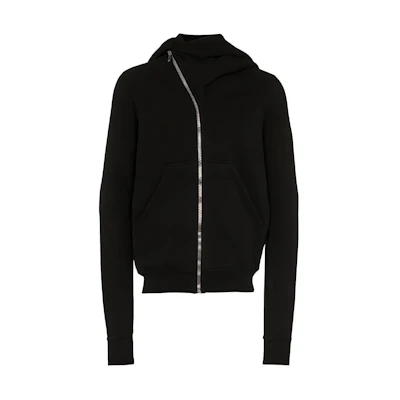 Rick Owens DRKSHDW Black Diagonal Zip Hoodie Jacket DU20F1286-F