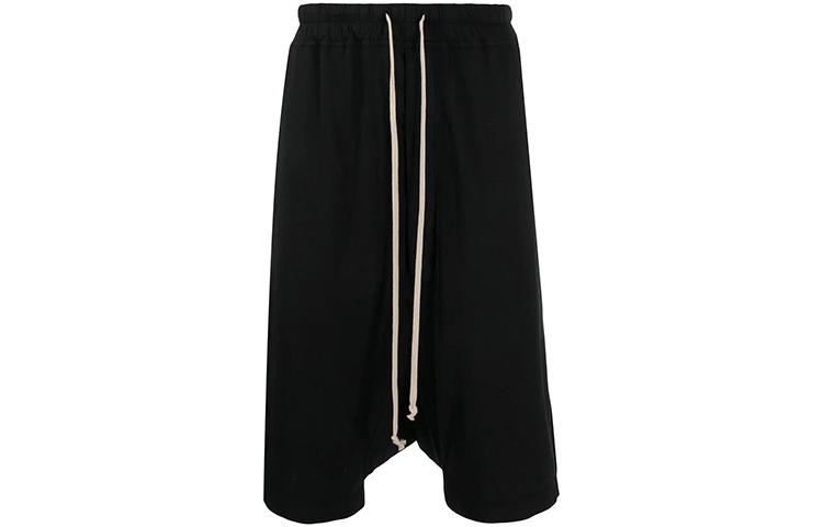 Order Rick Owens DRKSHDW 黑色抽绳低裆哈伦短裤 男款 DU20S5380-RN
