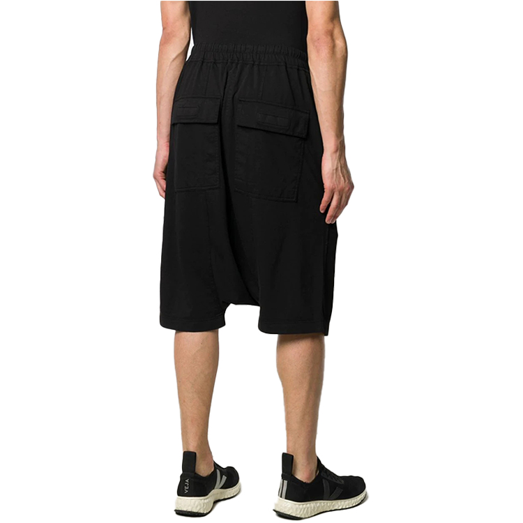 Lookbook Rick Owens DRKSHDW 黑色抽绳低裆哈伦短裤 男款 DU20S5380-RN