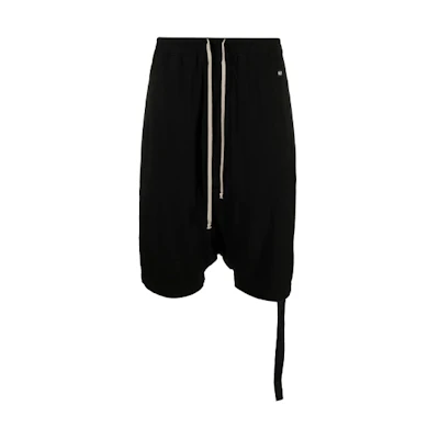 Rick Owens DRKSHDW Black Drop-Crotch Knee-Length Drawstring Pants DU21S2380RN-09