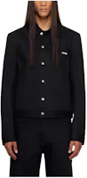 Rick Owens DRKSHDW Black Logo Print Button-Up Jacket Long Sleeve RN02C4758HBLK-P5 Rick Owens DRKSHDW Black Logo Print Button-Up Jacket Long Sleeve RN02C4758HBLK-P5